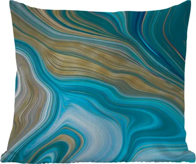 Produktbild von MuchoWow® Outdoor Kissen - Marmor - Wellen - Gold - Muster - 50x50 cm - Wetterfest - Lounge Kissen - Komfortabel - Kissen mit Bild
