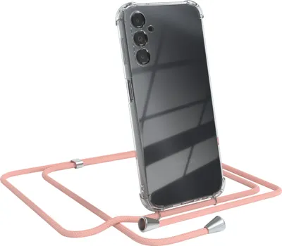 Produktbild von EAZY CASE Handykette kompatibel mit Samsung Galaxy A14 5G, Handyhülle mit Umhängeband, Handykordel, Schutzhülle Clear, Band in Rosa