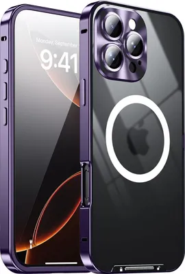 Image de Coque de protection magnétique Magsafe en métal pour Apple iPhone 16 Pro Max, couleur violette