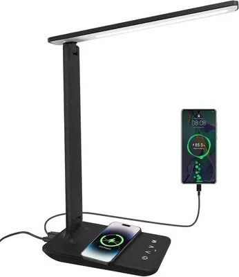 Productafbeelding van Dimbare bureaulamp met USB-oplaadpoort - 5 verlichtingsmodi en timer