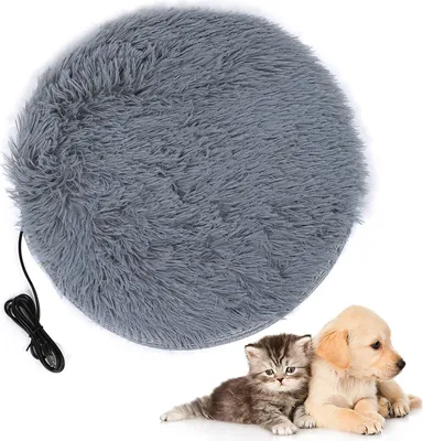 Produktbild von Plüsch-USB-Ladeanschluss-Heizmatte für kleine Hunde und Katzen, silbergrau