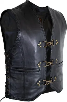 Produktbild von Motorrad Kutte Weste Biker Lederweste Messing Schnalle Clubweste Lederkutte Rock(4XL)
