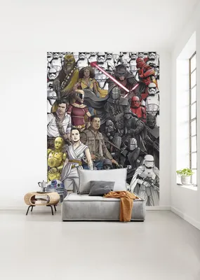 Produktbild von Komar Vlies Fototapete "Star Wars Retro Cartoon" - Größe: 200 x 280 cm (Breite x Höhe), 4 Bahnen