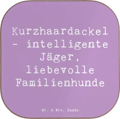 Produktbild von Mr. & Mrs. Panda Holzuntersetzer Spruch Kurzhaardackel Liebe - Lavendeltraum - Geschenk, Untersetzer für Gläser, gläseruntersetzer, Hunderassen Beschreibung, Hunderasse