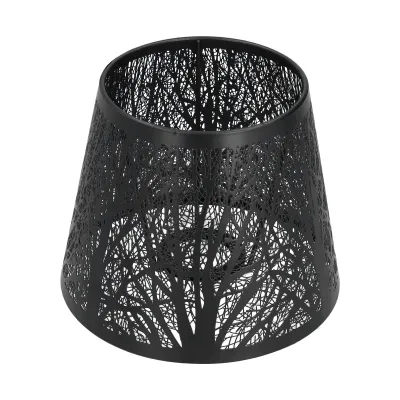 Immagine prodotto di Paralume in ferro battuto intagliato a forma di albero della foresta E27 mini paralume per lampada da tavolo camera da letto comodino decorazione (nero)