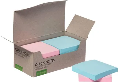Obrázek produktu pro Q-CONNECT KF17324 Samolepicí bloček recyklovaný - 76 x 76 mm, pastelový, 12 ks