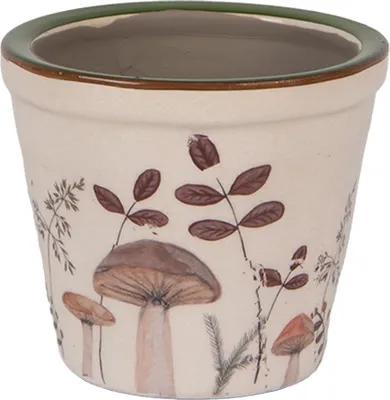 Immagine prodotto di Vaso da fiori Clayre & Eef Ø 8x7 cm Funghi in Vetroceramica beige