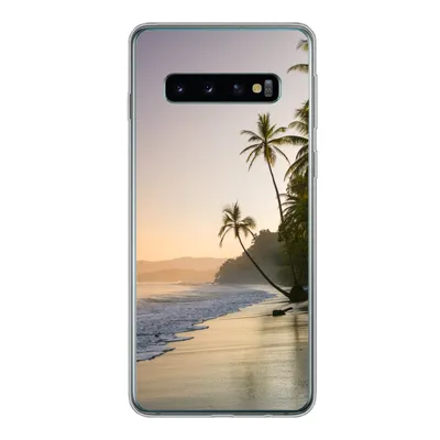 Produktbild von MuchoWow® Handyhülle Schutzhülle Hülle für Samsung Galaxy S10 Strand - Sonnenuntergang - Tropisch Silikon Softcase Handy Hülle - Handytasche