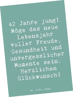 Produktbild von Mr. & Mrs. Panda Grußkarte Spruch 42. Geburtstag Freude - Meeresbrise - Geschenk, Erinnerungen, Motivkarte, Ansichtskarten, Zukunft, von Herzen, Postkarten, Fotokarte