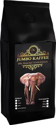 Produktbild von Jumbo Kaffee | Elefantenkaffee Maragogype (1000 g, Gemahlen)