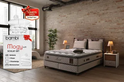 Produktbild von Bambi Boxspringbett 180 x 200 mit Bettkasten, Magnasand Therapy, Bettkästen mit Matratze und Topper, Stauraum Polsterbett Taschenfederkern H3