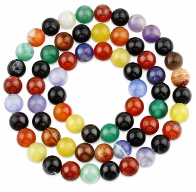 Edelstein-Streng, Achat, gemischte Farben, 4-8 mm, 90 Stück