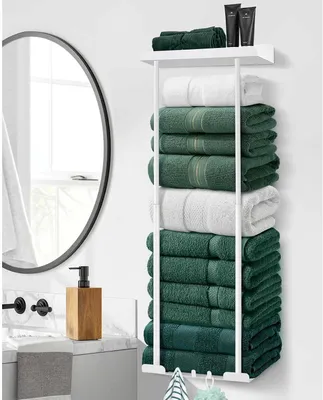 Produktbild von Wandmontierter Handtuchhalter – Badezimmer-Organizer – Platzsparend – Verstellbare Kapazität – 38-76 cm – Weiß
