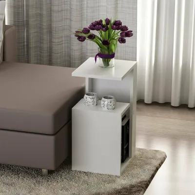 Image de Karnot - Table basse, 35x30x60h cm Blanc, un compartiment
