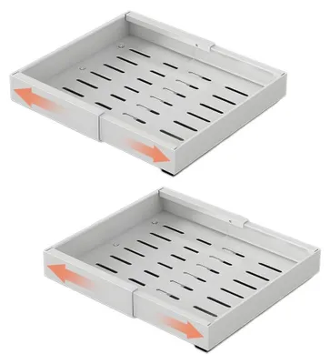 Image de Tiroir de cuisine coulissant - Insert d'armoire - Extensible - Montage par collage sans perçage - Étagère métallique pour épices et casseroles - Lot de 2 S