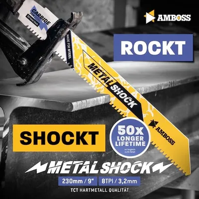 Produktbild von 10x Amboss Metal Shock Säbelsägeblatt Länge 230 mm 8 ZpZ