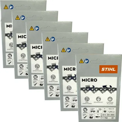 Imagen del producto de Stihl 6x 1/4" Picco Micro 3 (PM3) cadena de sierra 30 cm 1/4" P 1.1 mm 64 TG 6 piezas ( 6x 36700000064 )