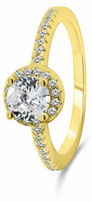 Immagine prodotto di Affascinante anello placcato oro con zirconi RI054Y - Circonferenza: 56 mm