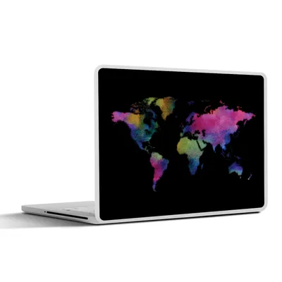 Produktbild von MuchoWow® Laptop Aufkleber Sticker Cover Weltkarte - Wasserfarben 36.5x27.5 cm - Laptop-Sticker