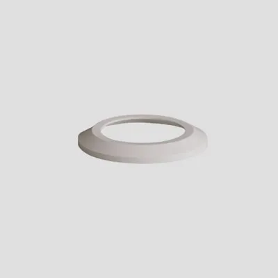 A white toilet flange accessory is shown on a plain light gray background.