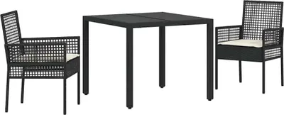 Immagine prodotto di vidaXL Set da pranzo da giardino 3 pezzi in polirattan nero
