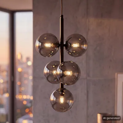 Produktbild von home24 Pendelleuchte - 5-flammig - Metall / Glas