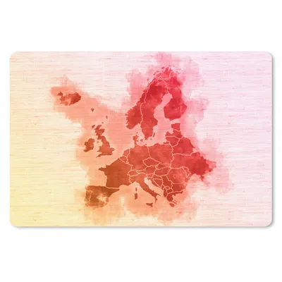 Produktbild von MuchoWow® Schreibtischunterlage Karte von Europa - Aquarell - Rot 60x40 cm - XXL Mauspad - Großes Mauspad