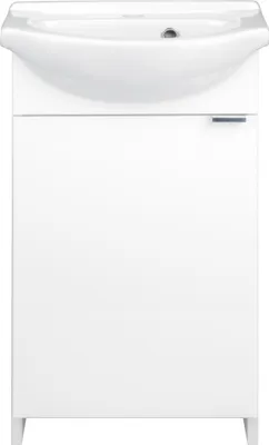 Image de DomoDomo - Armoire de toilette sur pieds avec lavabo 40 Kredo, 86 x 38,2 x 19,6 cm, blanc brillant, façade laquée