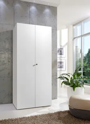 Produktbild von Mehrzweckschrank "Multiraumkonzept" in WEISS mit 2 Türen und 5 Einlegeböden. Abmessungen (BxH) 80x185 cm