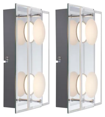 Produktbild von 2er Set LED Wandlampe, dimmbar Chrom, Glas, L 24 cm