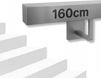 Obrázek produktu pro Schodišťové zábradlí - Zábradlí na schody - 160 cm - Nerezová ocel - Čtverec 40x40 mm - Pro vnitřní i venkovní použití - Bez příčných výztuh - Montážní sada - Stříbrná barva