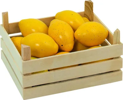 Immagine prodotto di goki 51666 Limoni in cassetta di frutta, cassetta: 13,6 x 10,6 x 6,8 cm, giallo/naturale (1 set)