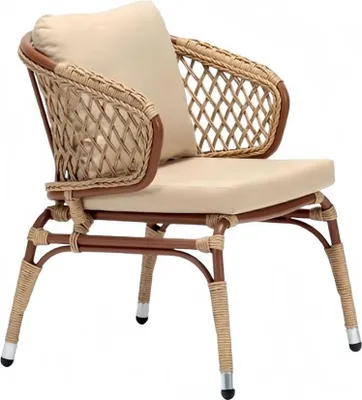 Produktbild von Sessel Beige r Rattanstuhl moderner Terrassen hochwertiger stilvolle