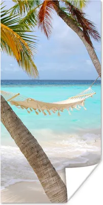 Produktbild von MuchoWow® Poster Sommer - Palme - Hängematte 75x150 cm - Dekoration für die Wände