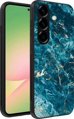Produktbild von Smartphonica Handytasche passend für Samsung Galaxy A56 mit Marmordruck - TPU Rückendeckung Fall blau Marmor Design - Blau