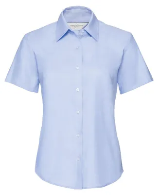Produktbild von Russell Collection Easy Care Oxford Bluse, Kurzarm FK745 (2XL) (Oxford Blau)