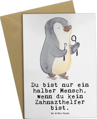 Produktbild von Mr. & Mrs. Panda Grußkarte Zahnarzthelfer Herz - Weiß - Geschenk, Grußkarten, Klappkarte, einladungskarten, weihnachtskarten, valentinstagskarte