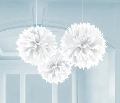Produktbild von 3 Pompoms weiß 40cm