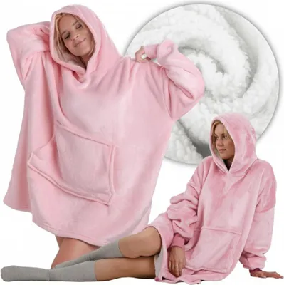Zdjęcie produktu dla Kocobluza miękka gruba koc bluza z kapturem oversize 2w1 praktyczny prezent