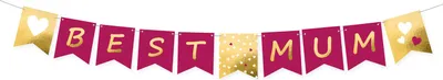 Produktbild von Partykette Banner Girlande 'Best Mom' Muttertag 180 x 15 cm