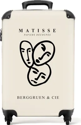 Produktbild von NoBoringSuitcases.com® Koffer Handgepäck Trolley Rollkoffer Kleine Reisekoffer mit 4 Rollen - Matisse - Kunst - Linienkunst - Gesicht - Abstrakt - Cabin Size < 55x40x23 cm & 55x40x20 cm - Fotokoffer - Kabinenkoffer - BoardgepäckHandgepäck Koffer 55x35x20 cm, 36L,