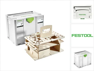 Produktbild von Festool SYSTAINER SYS 4 T-LOC SYS-HWZ Walizka narzędziowa skrzynkowa ( 497658 ) jasnoszara łączona z wkładką drewnianą