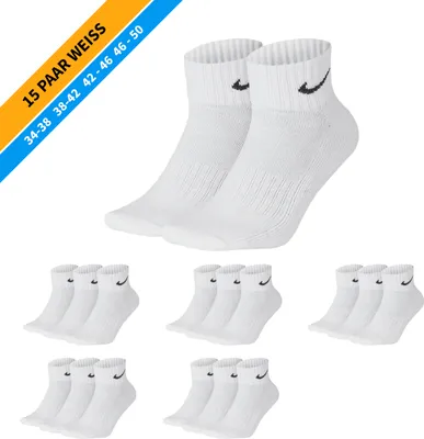 Produktbild von NIKE Socken - Farbe: 15 Paar Weiß Quarter Socken - Größe: 38-42