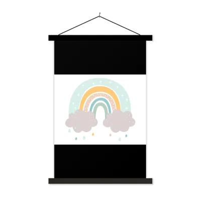 Produktbild von MuchoWow® Textilposter Regenbogen - Wolken - Regen - Kinder - Pastell 150x113 cm mit schwarzem Rahmen - Wohnzimmer