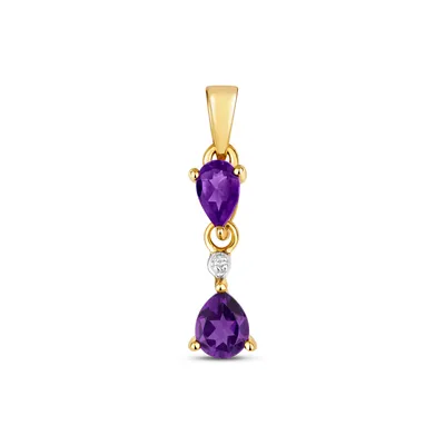 Image de Pendentif Femme Or 375/1000 et Diamant Brillant H - PK avec Améthyste - 20mm*5mm; TRS35590