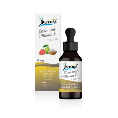 Produktbild von Liposomale Eisen und Vitamin C Tropfen hochdosiert - (2400mg Eisen und Vitamin C pro Packung) 80mg Eisen und Vitamin C pro Tagesdosis - MCT Öl