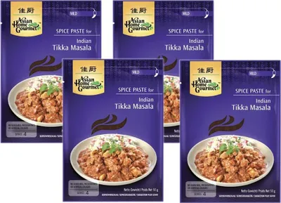 Produktbild von 4er-Pack ASIAN HOME GOURMET Würzpaste für Indisches Tikka Masala (4x 50g)