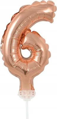 Obrázok produktu pre Dekorácia na tortu mini fóliový balón ružovo zlaté číslo 6