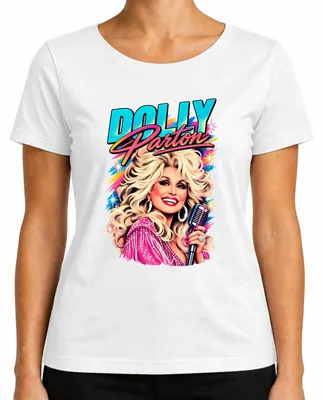 Immagine prodotto di Maglietta da donna, colore bianco, taglia L, con la scritta "Dolly Parton, leggenda della musica country, cantante, icona retro di Nashville"