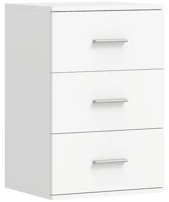 Produktbild von Nachttisch mit 3 Schubladen, Beistell-Kommode für Schlafzimmer, MDF, Weiß